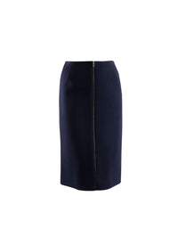 Wool pencil skirt with zip and stitching detail - Night
