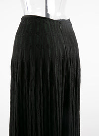 Pleated openwork long skirt in wool - Black & Imperial Green