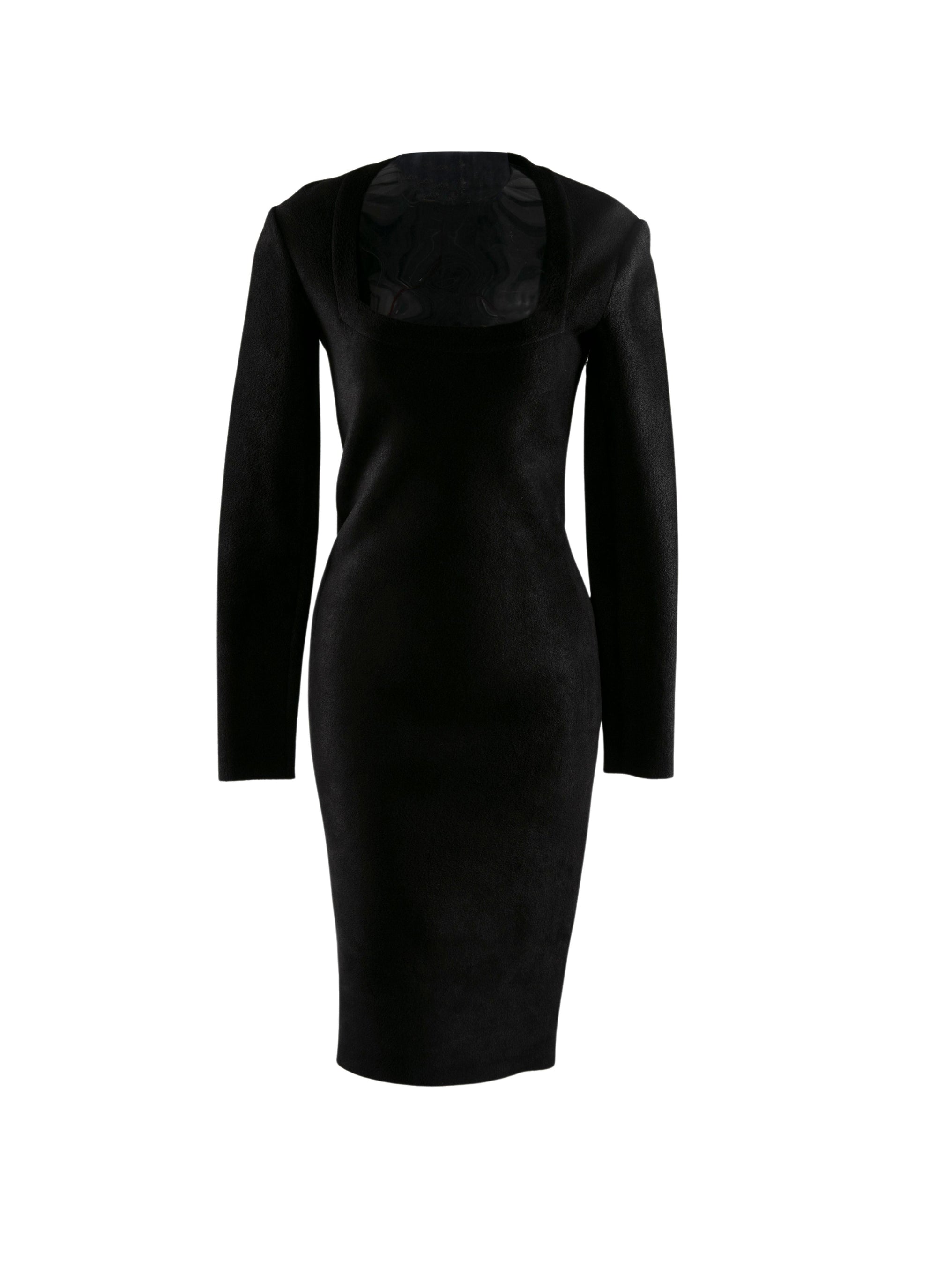 Robe cintree à manches longues - Noir