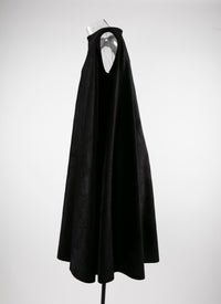 Robe évasée sans manches en laine - Noir