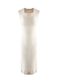 Sleeveless square neck dress - Vanilla