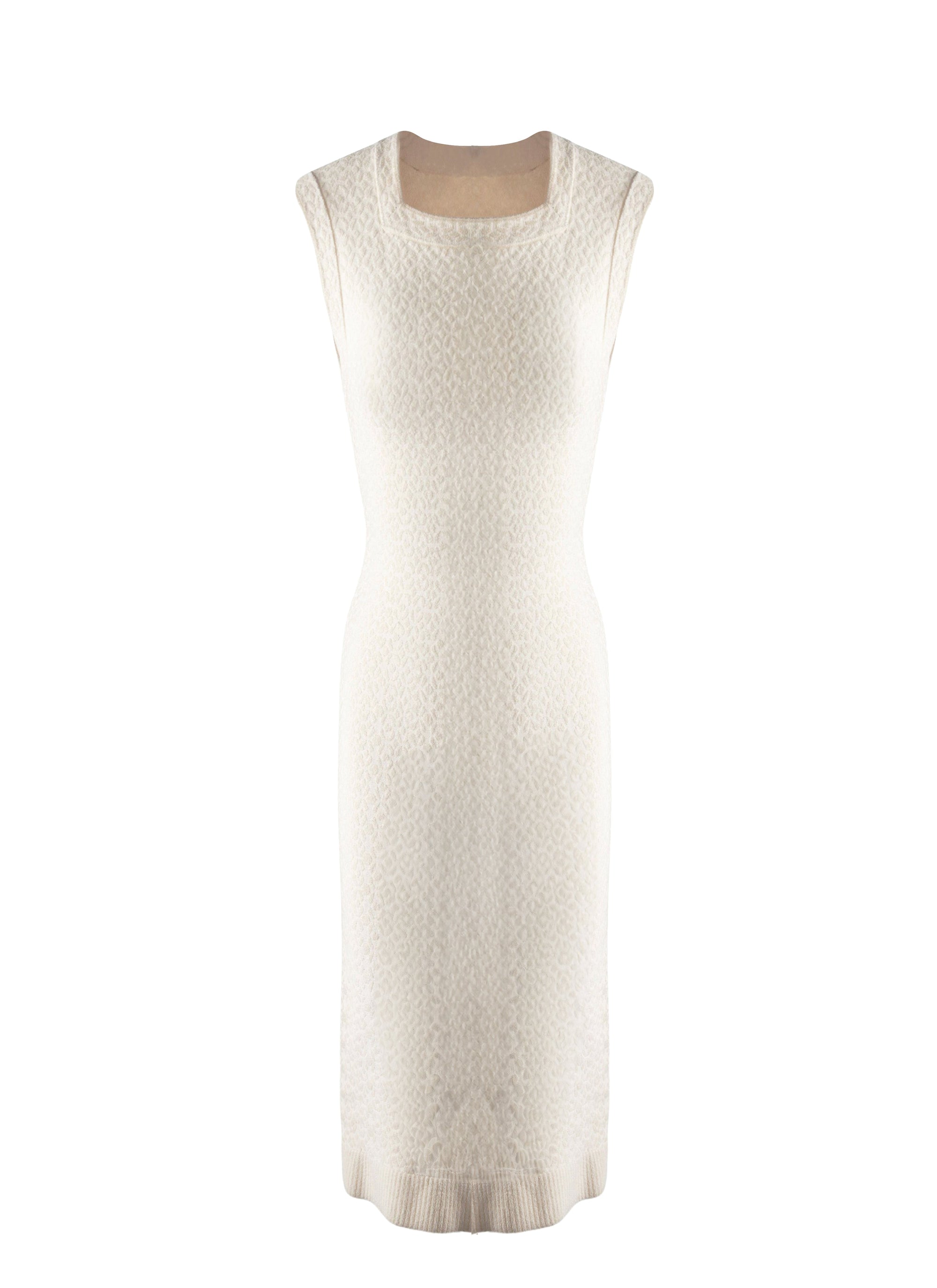 Sleeveless square neck dress - Vanilla