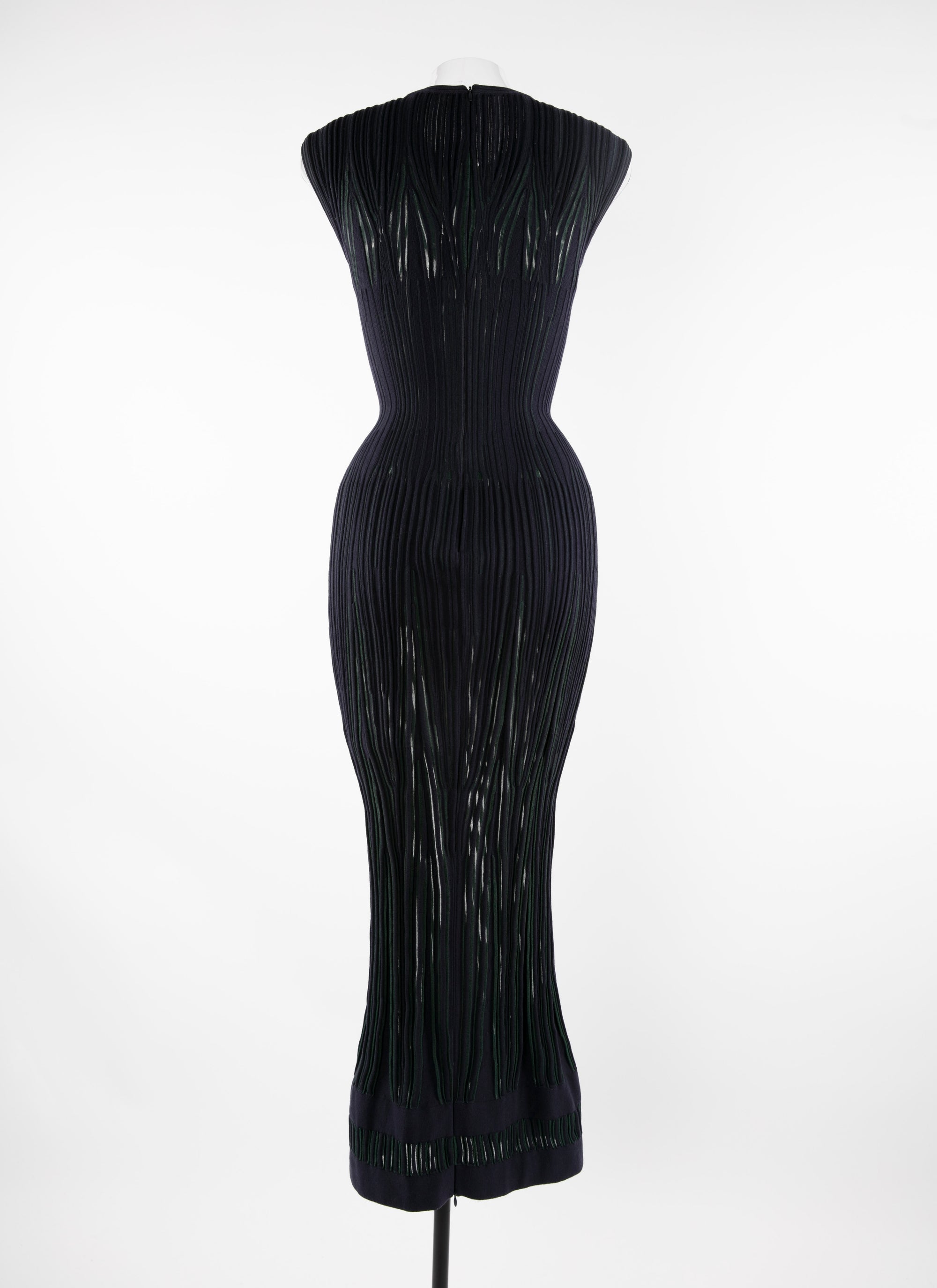 Robe sans manches en laine transparente ajustée - Nuit & Vert Imperial