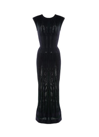 Robe sans manches en laine transparente ajustée - Nuit & Vert Imperial