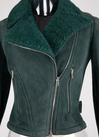 Long-sleeved leather perfecto - Imperial Green