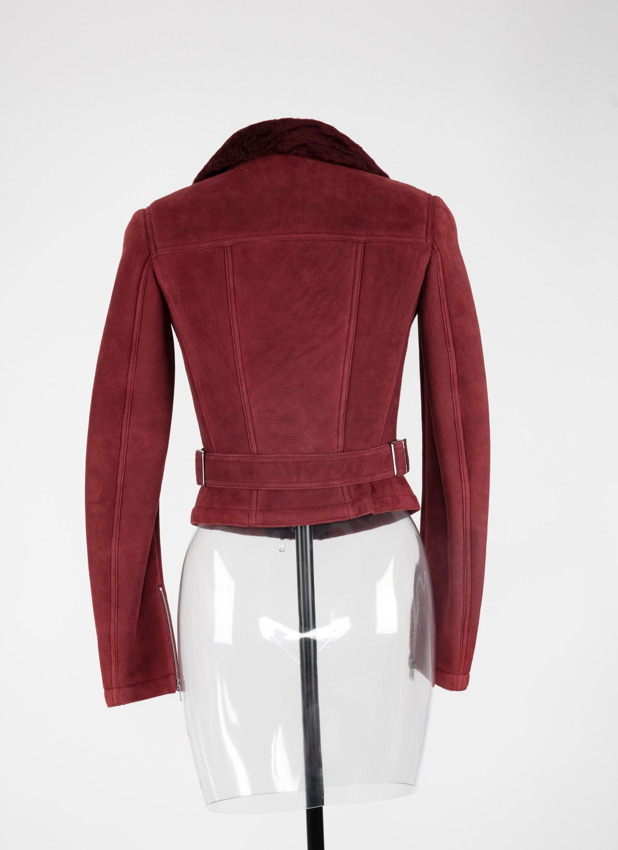 Perfecto à manches longues en cuir - Rouge & Chair