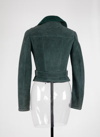 Long-sleeved leather perfecto - Imperial Green