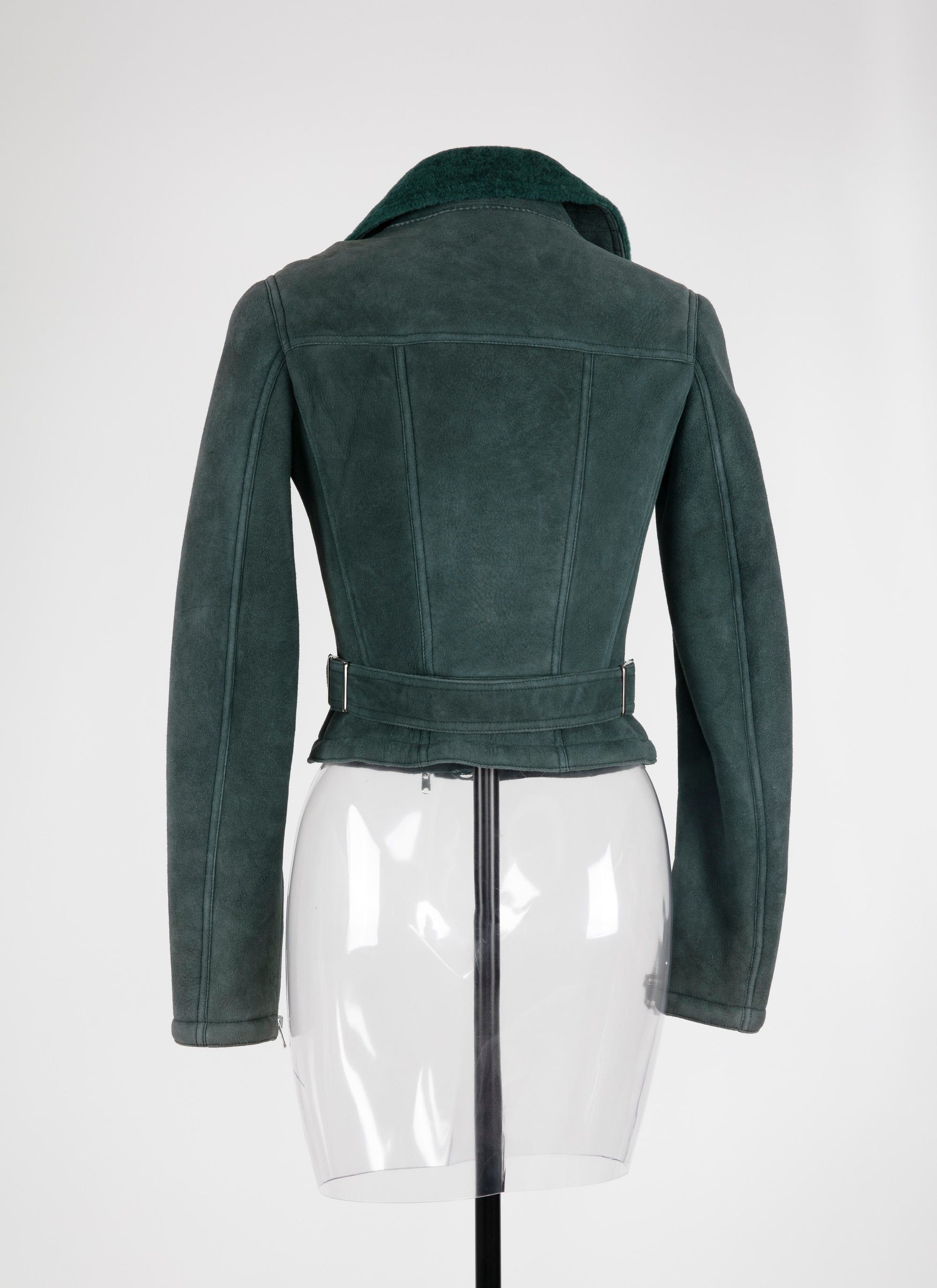 Long-sleeved leather perfecto - Imperial Green