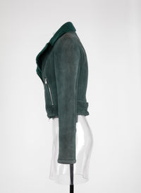 Long-sleeved leather perfecto - Imperial Green