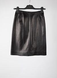 Jupe crayon avec détail couture en cuir - Noir