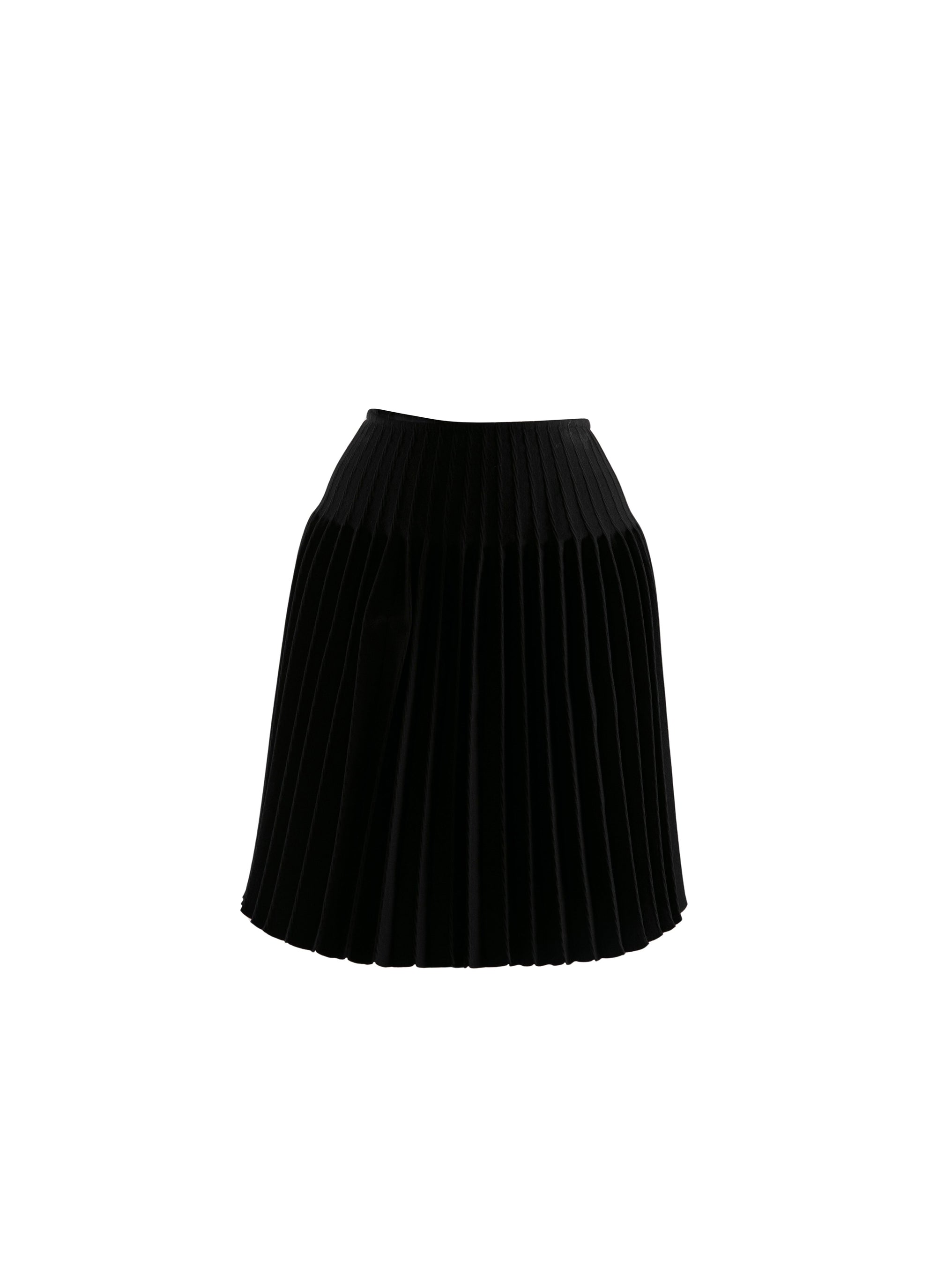 Short pleated skirt in wool - Black intense