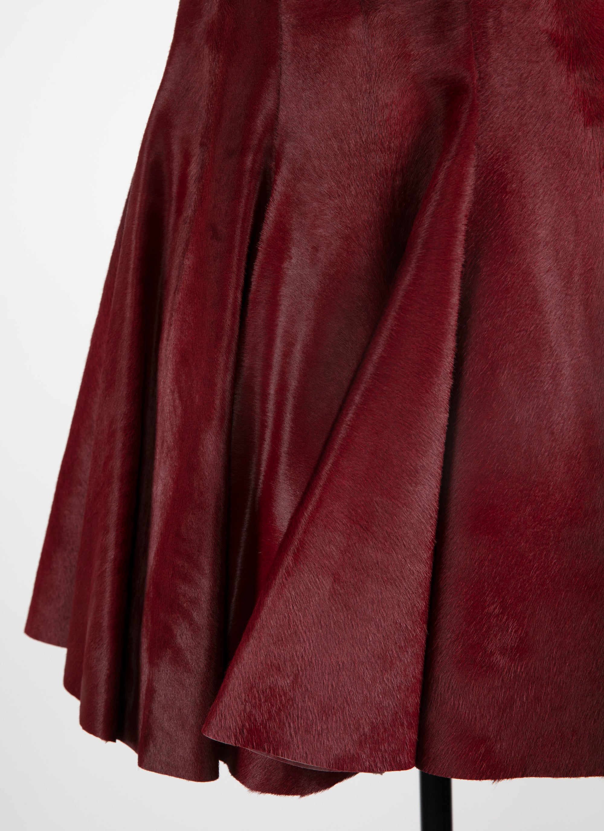 Jupe patineuse en cuir unie - Rouge & Noir