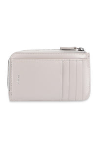 Zipped card holder, perforated motif in leather - Pearl & Sand