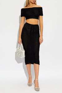 Jupe longue en velours - Noir Alaïa
