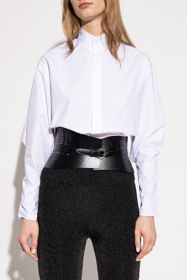 Perforated Leather Strapless Belt - Black