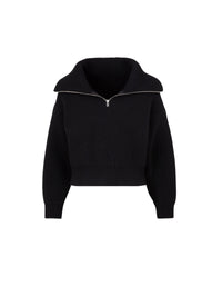 Wool zip neck jumper - Black intense