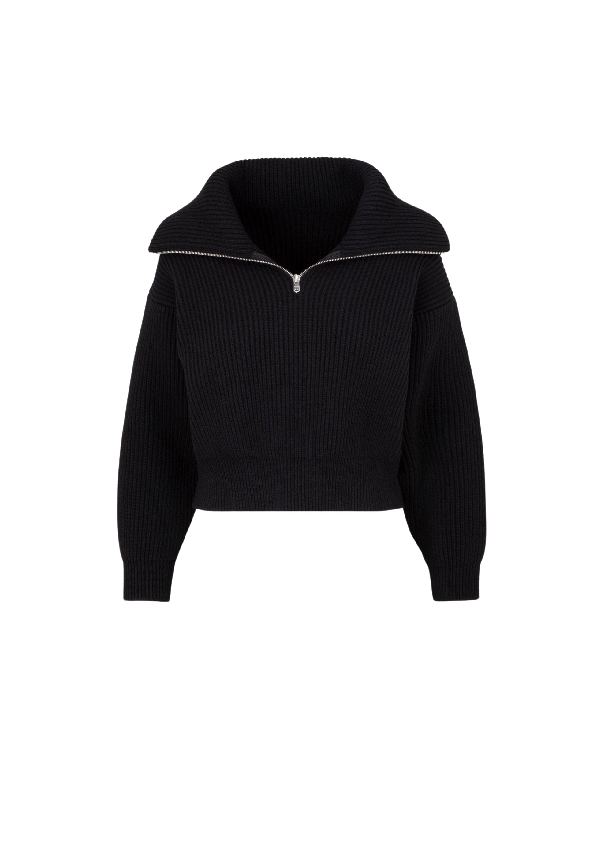 Wool zip neck jumper - Black intense