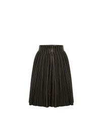 Pleated leather skirt with studded details - Black intense