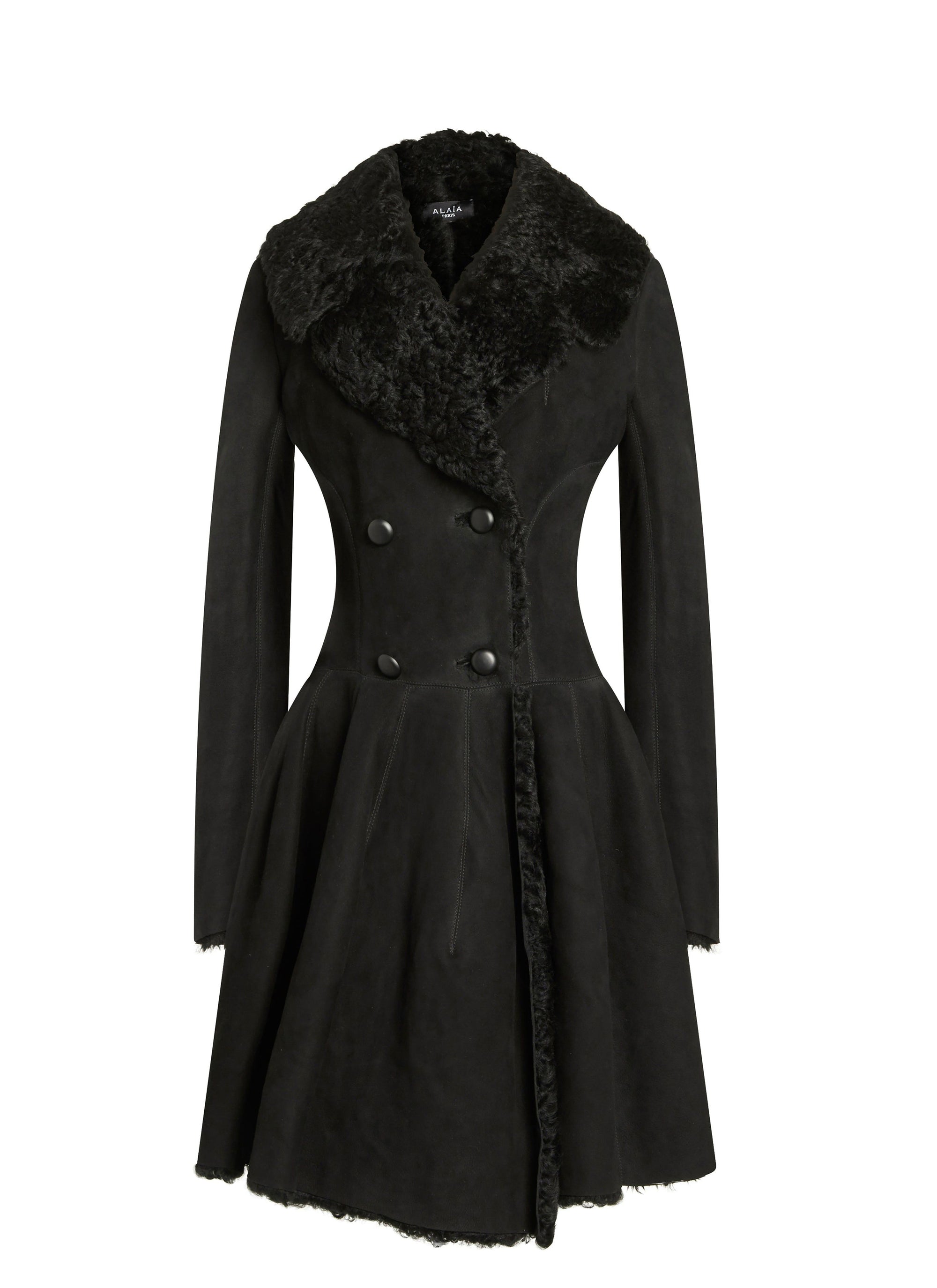 Manteau à col fourrure - Noir