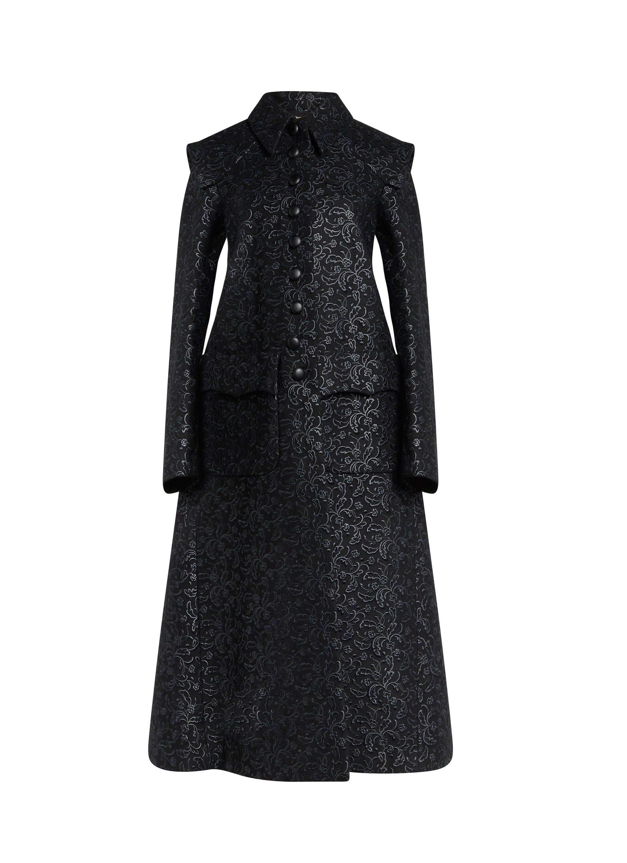 Coat in wool and cashmere - Black & Shiny Black