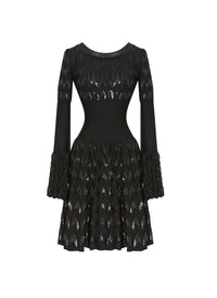 Belize long sleeve knitted dress - Black intense