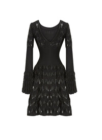 Belize long sleeve knitted dress - Black intense