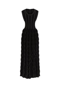 Robe longue Cascade en laine - Noir