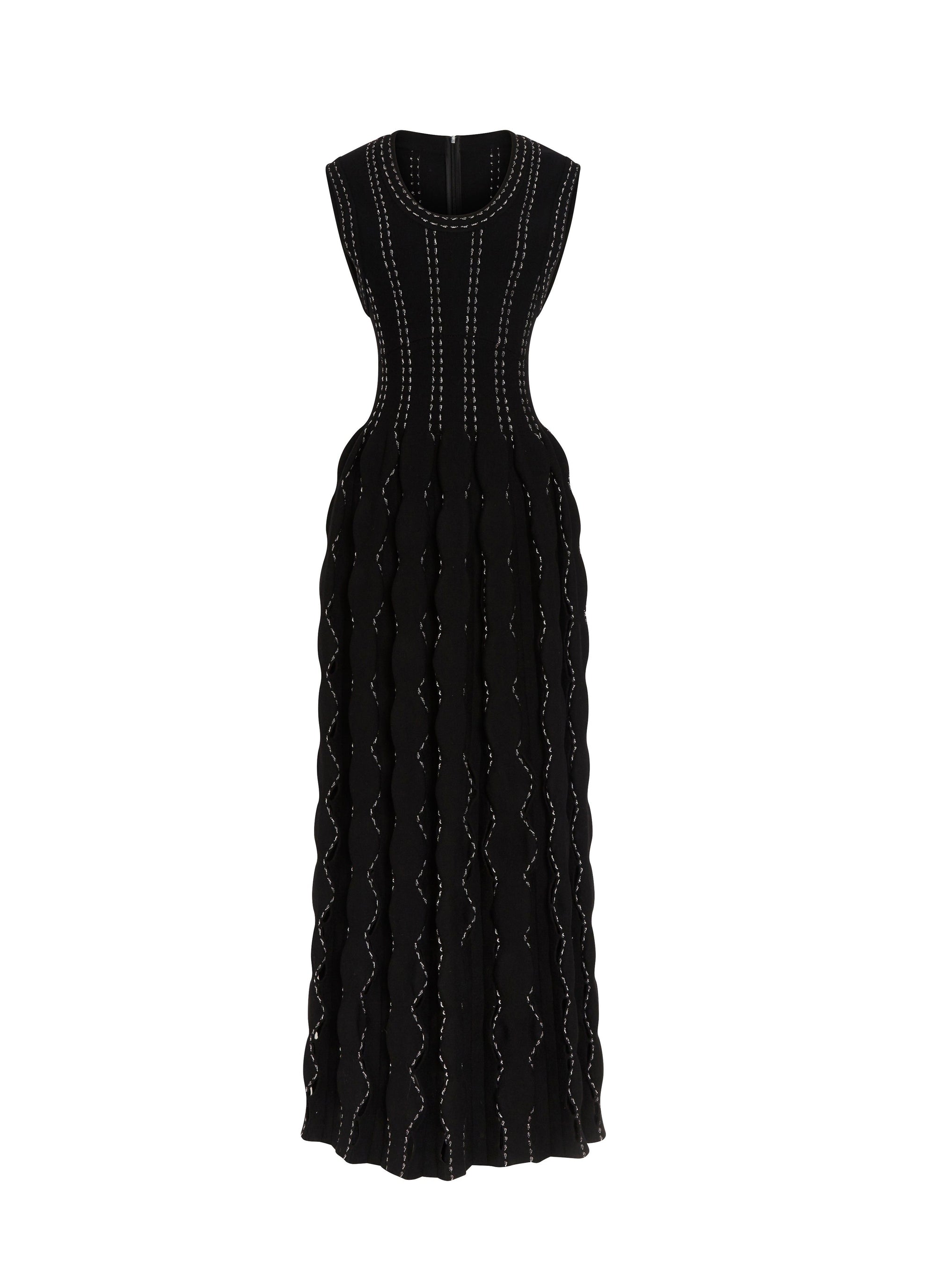 Robe longue Cascade en laine - Noir