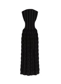 Robe longue Cascade en laine - Noir