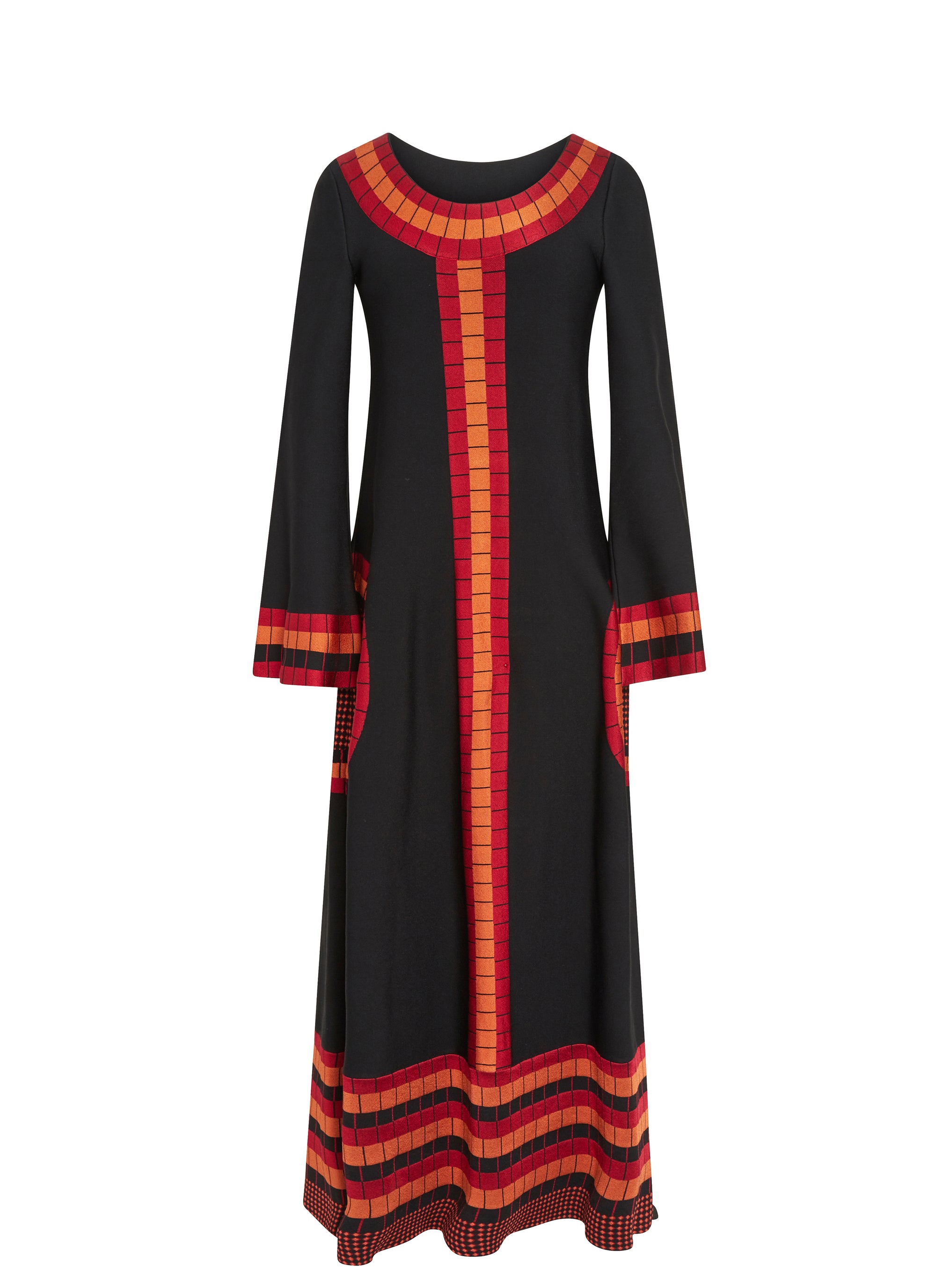 Marabout knitted long-sleeved dress - Black