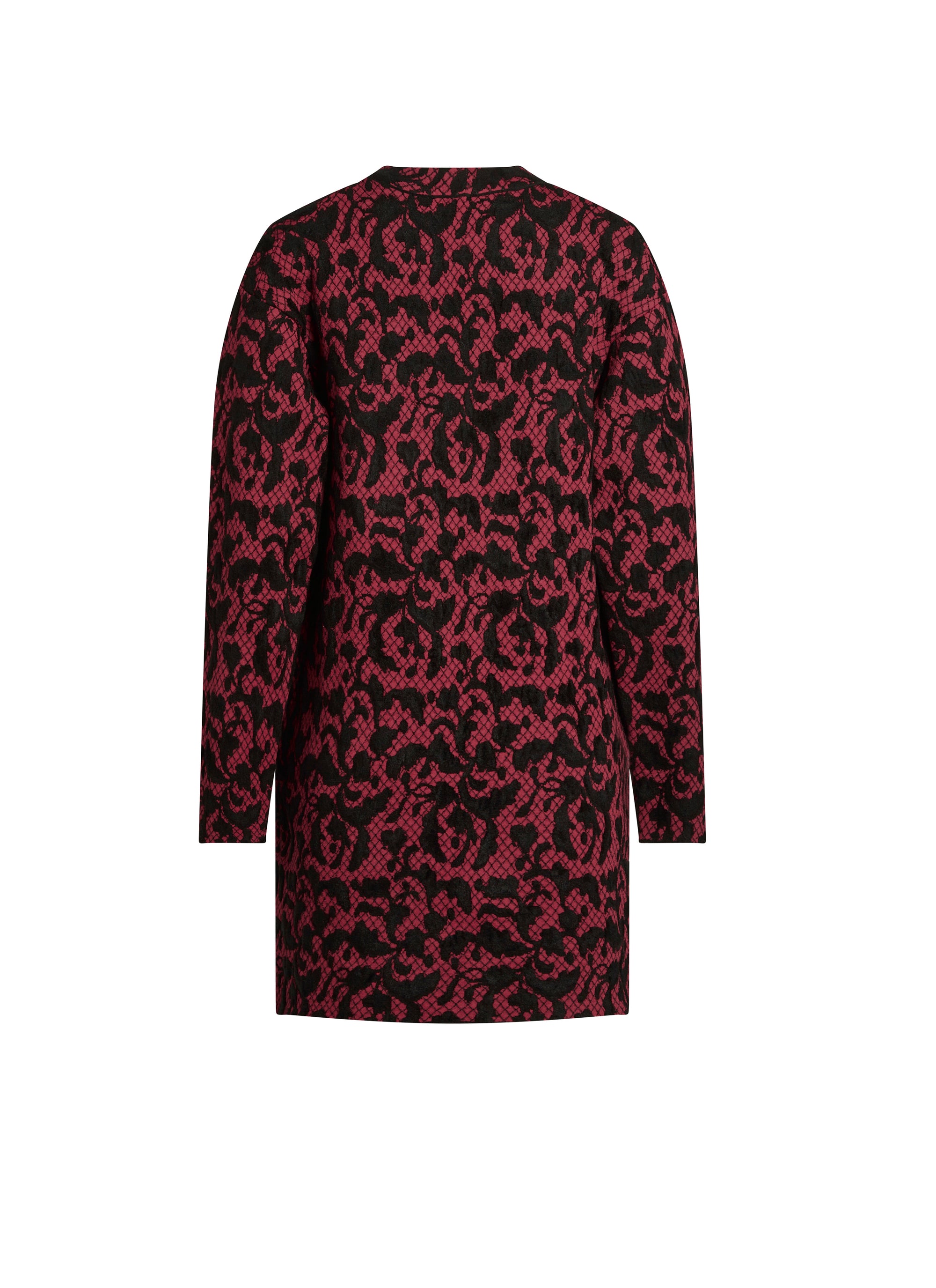 Baroque long jumper in wool - Garnet & Black
