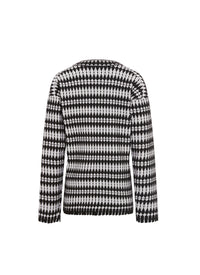 Printed long-sleeved round-neck jumper - Black & White