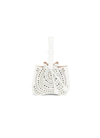 Petit sac à œillets en cuir - Blanc Optique