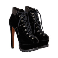Bottines à plateforme haute 165 en velours - Noir