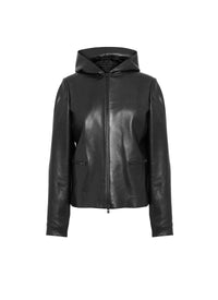 Diving jacket in leather - Black
