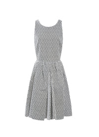 Sleeveless studded petal dress - White & Black