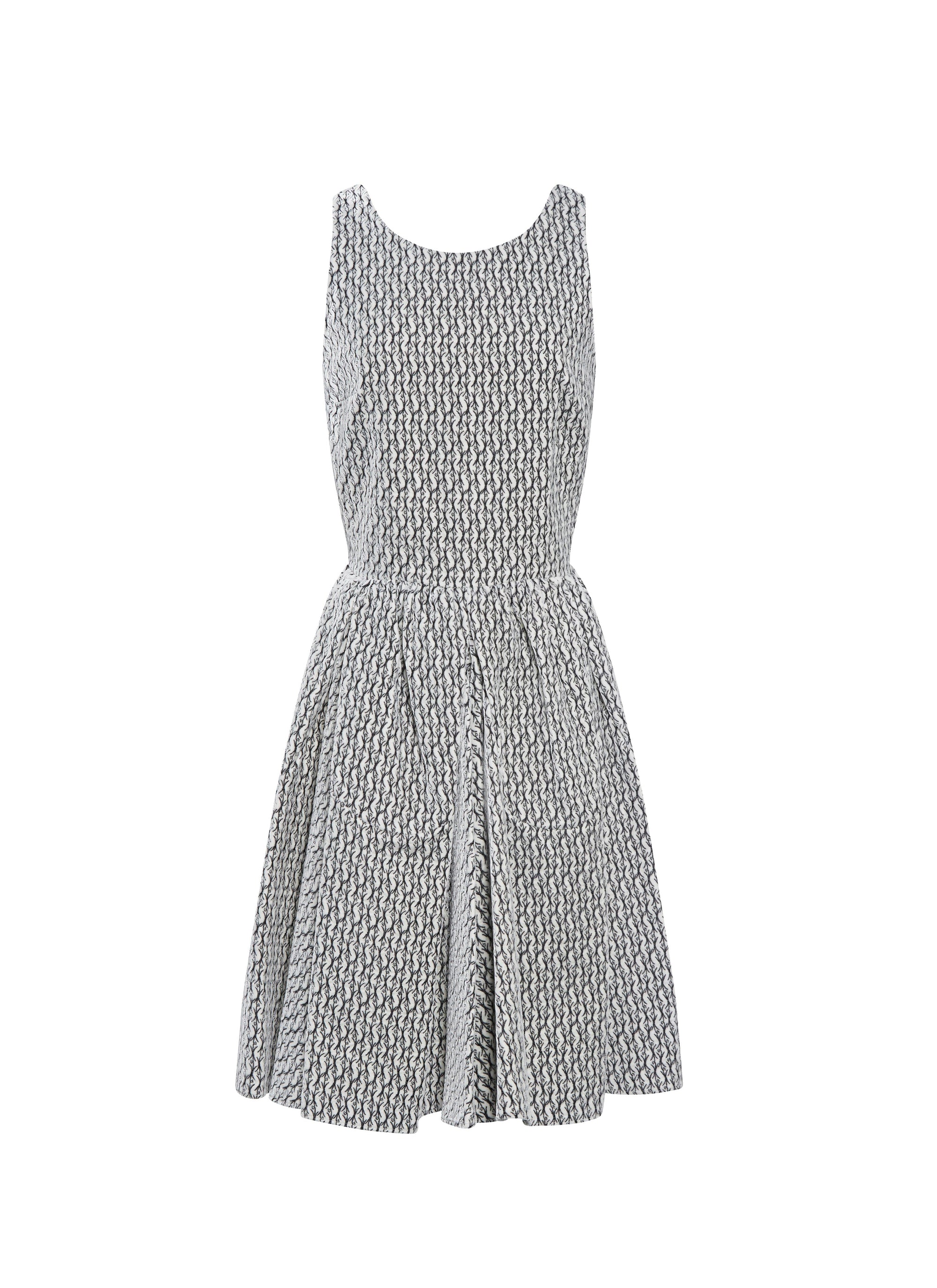 Sleeveless studded petal dress - White & Black