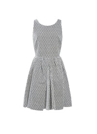 Sleeveless studded petal dress - White & Black
