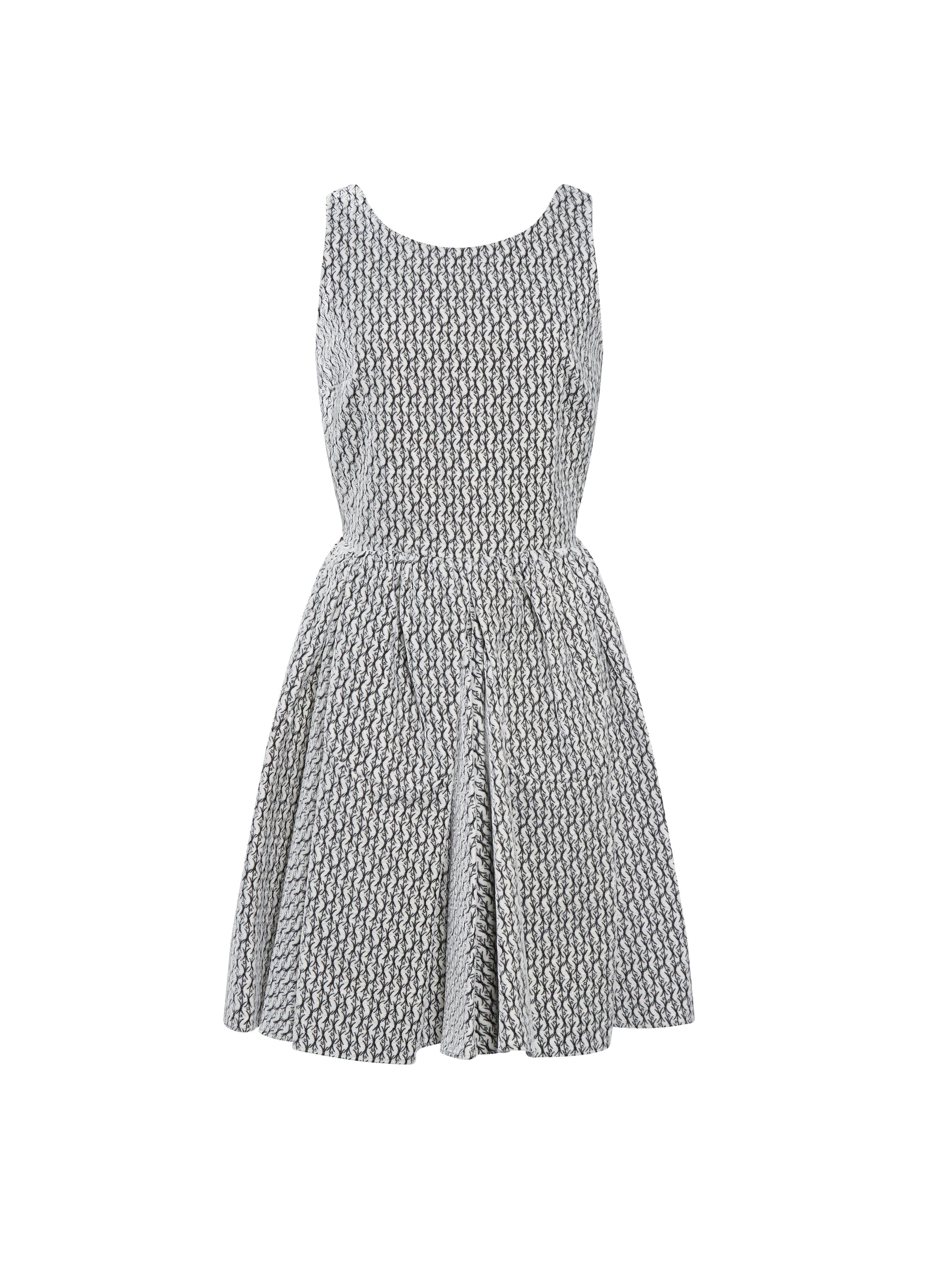 Sleeveless studded petal dress - White & Black