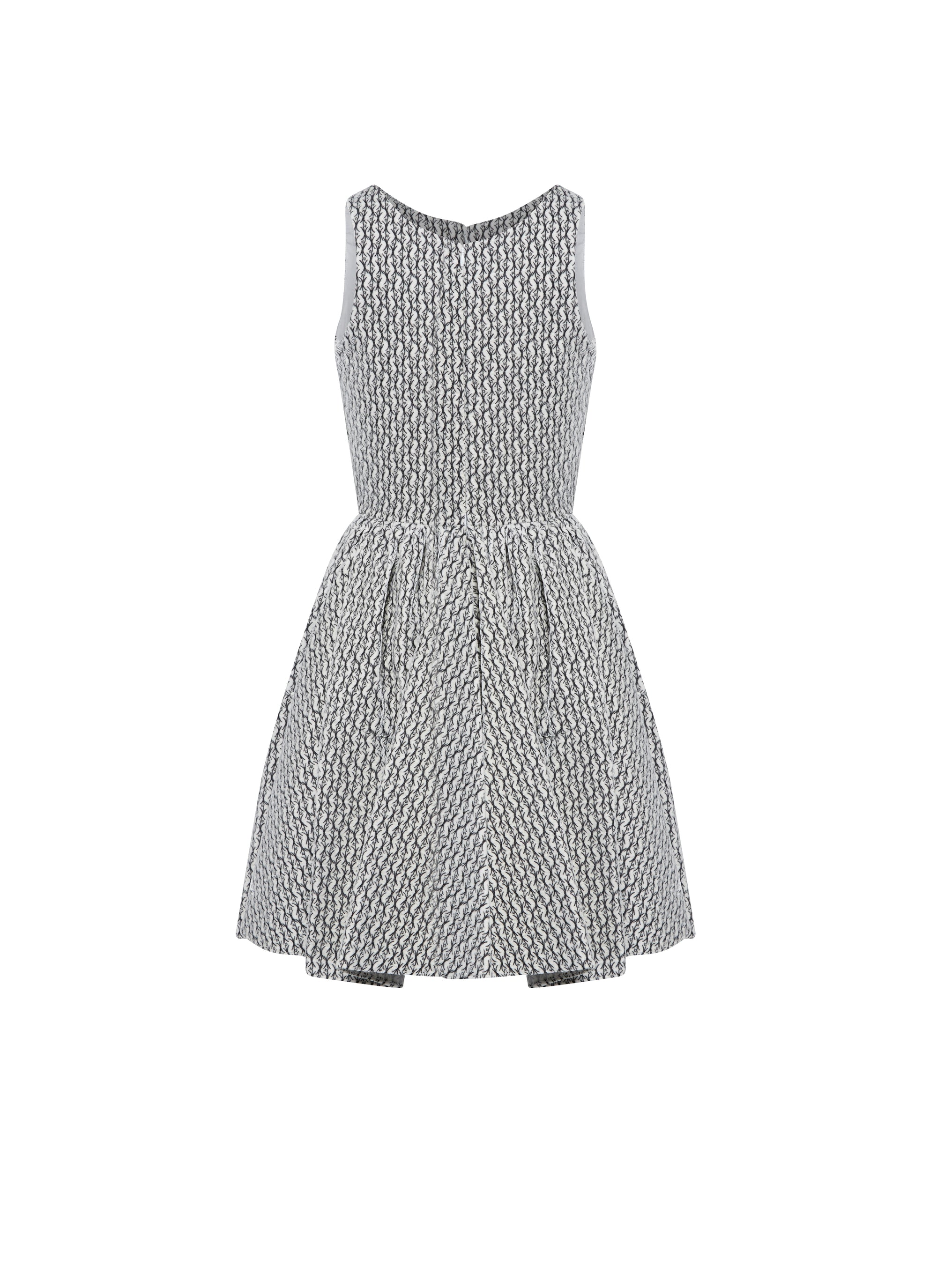 Sleeveless studded petal dress - White & Black