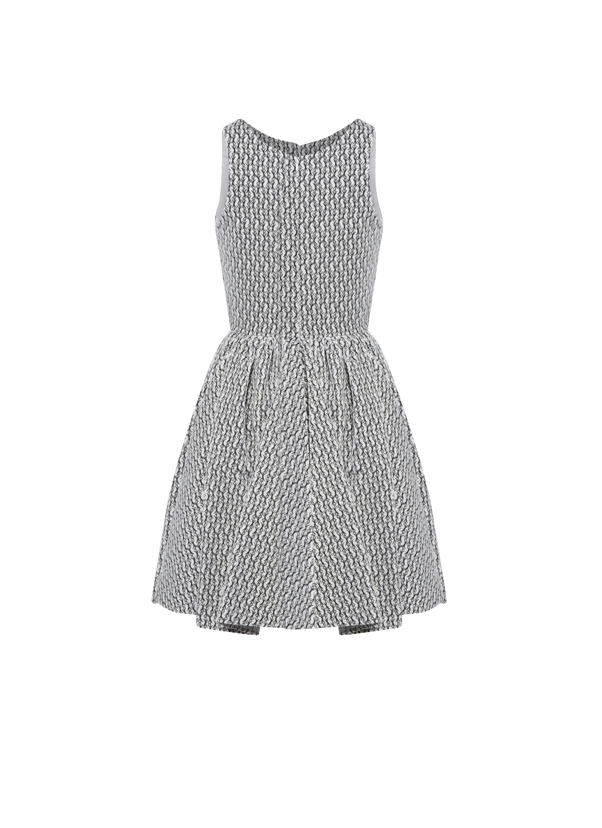 Sleeveless studded petal dress - White & Black