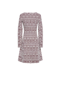 Wool floral print scalloped hem short dress - Bordeaux & White