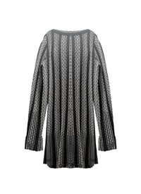 Robe à manches longues courte en laine mélangée - Noir & Multicolor