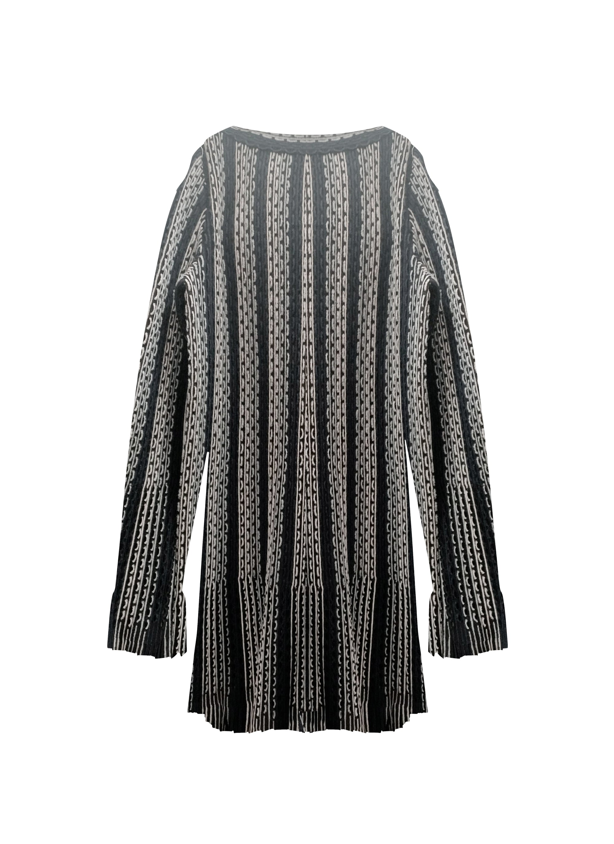 Robe à manches longues courte en laine mélangée - Noir & Multicolor