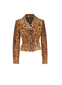 Perfecto à imprimé guépard en cuir - Mordore