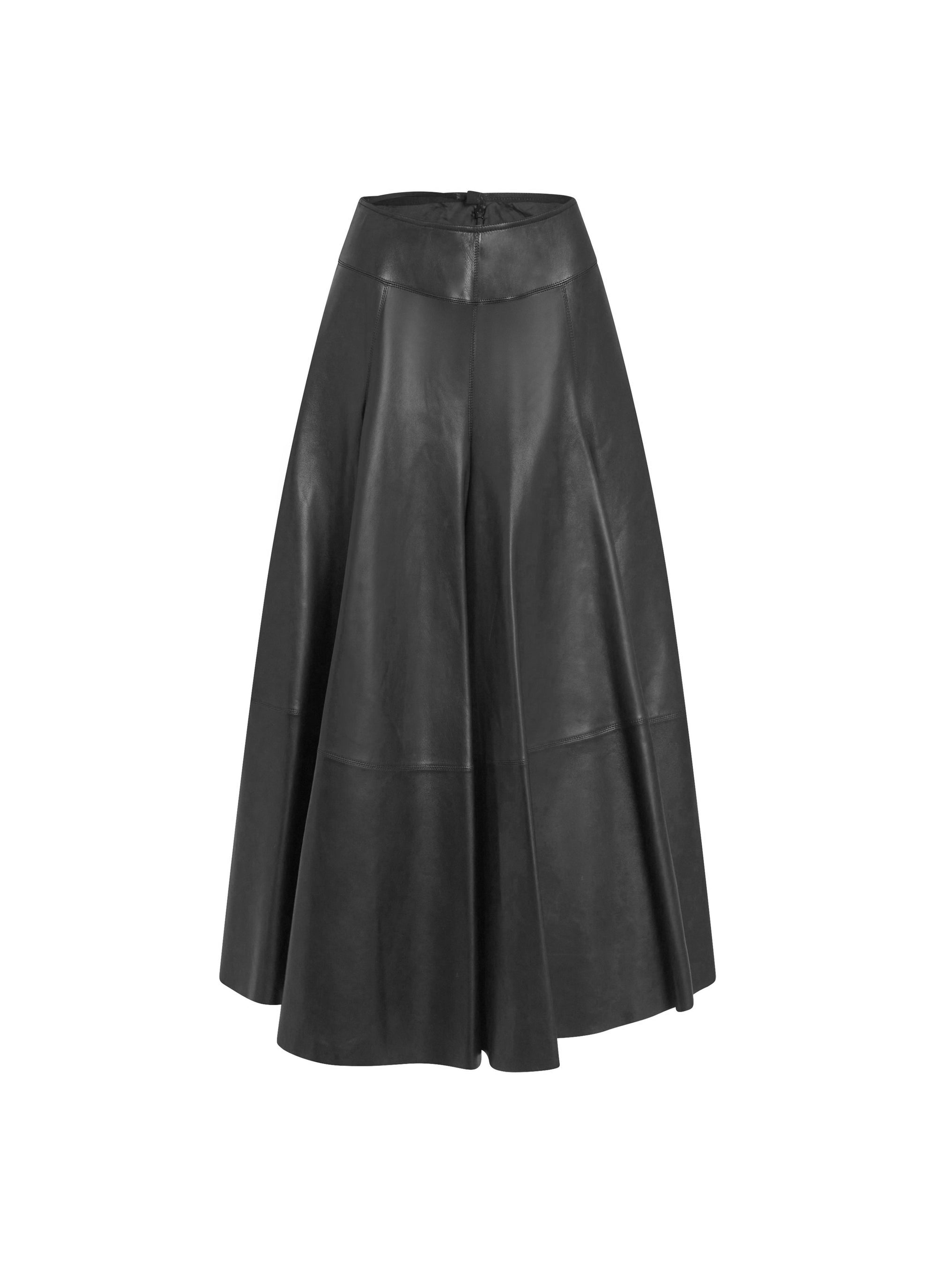 Long leather skirt - Black