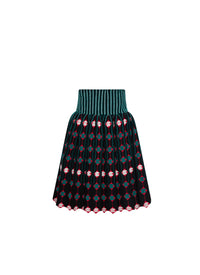 Jupe courte à motif avec taille contrastée - Multicolore