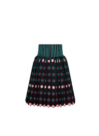 Jupe courte à motif avec taille contrastée - Multicolore