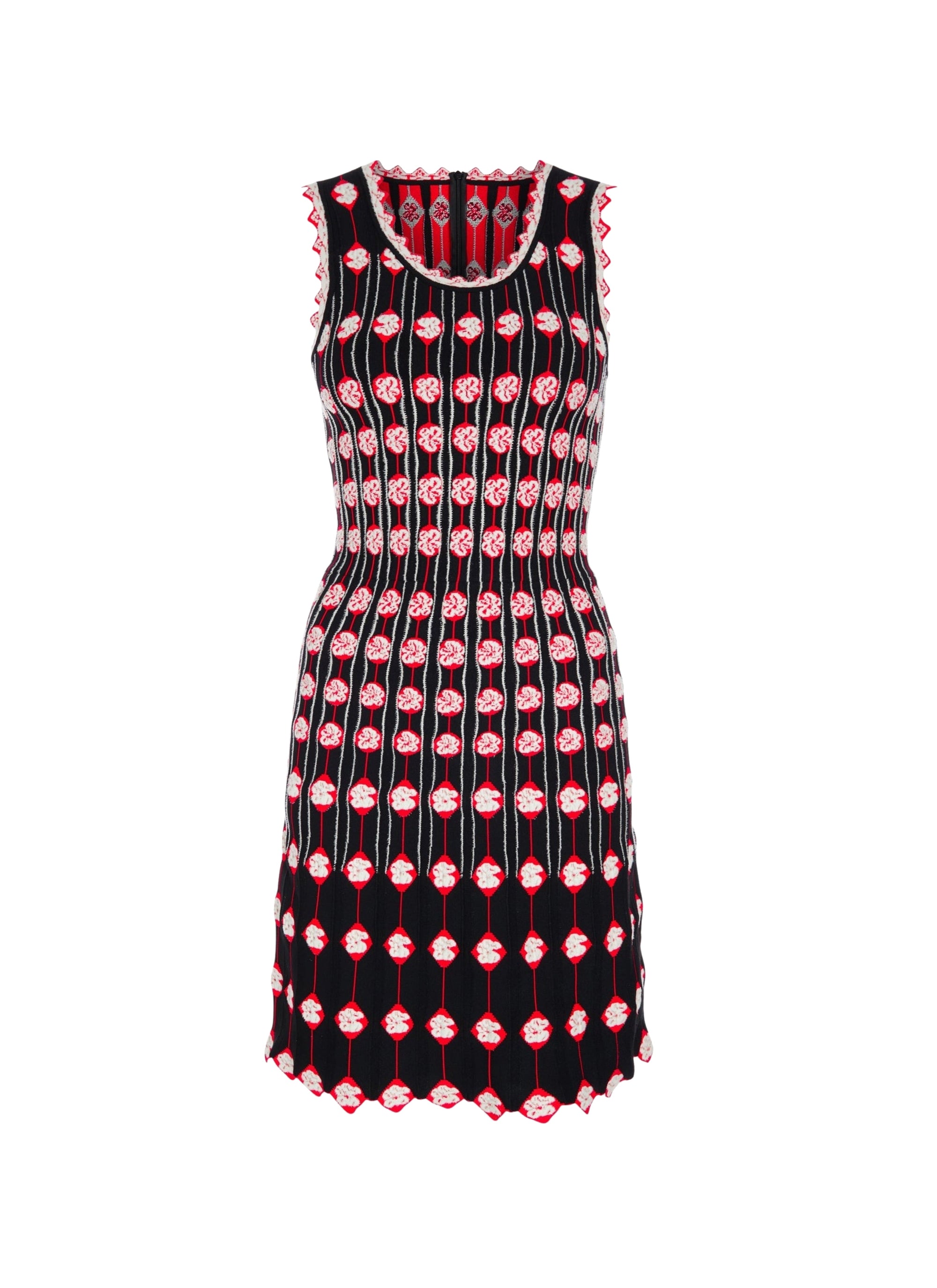 Sleeveless short dress in knitted porcelain - Multicolour Beige