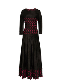 Azulejos 3/4 sleeve maxi dress - Black & Red
